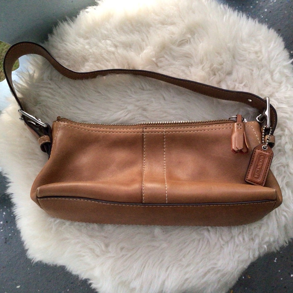 Coach Vintage Caramel Colored One Handle Shoulder Mini Top Zip Leather Bag - Picture 8 of 11